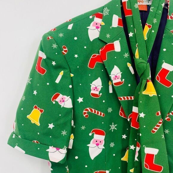 OppoSuits Size 44 Green Santa Boss Summer Suit Festive Holiday 3-Piece Outfit - Picture 7 of 16